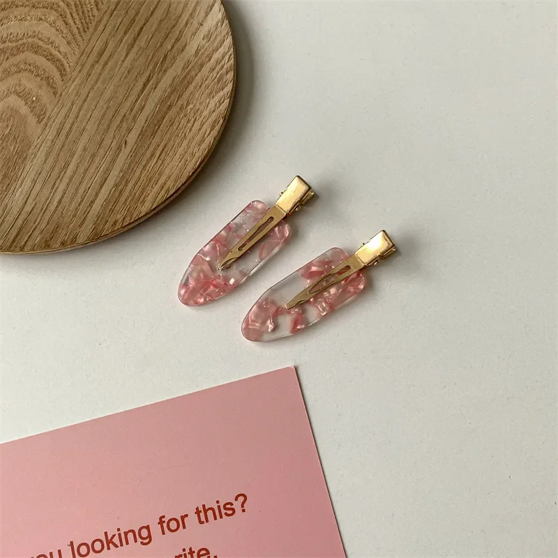 2pcs/bag Sakura Pink Seamless Hair Side Clip Women Acetate Sheet No Bend Bangs Clip Duckbill Clip Hairpins Hair Styling Tools