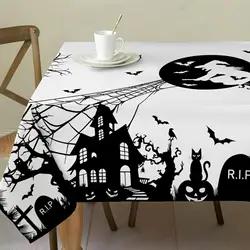 Tovaglia rettangolare con lanterna e castello di streghe di Halloween, decorazione per sala da pranzo, tovaglia impermeabile, decorazioni di Halloween