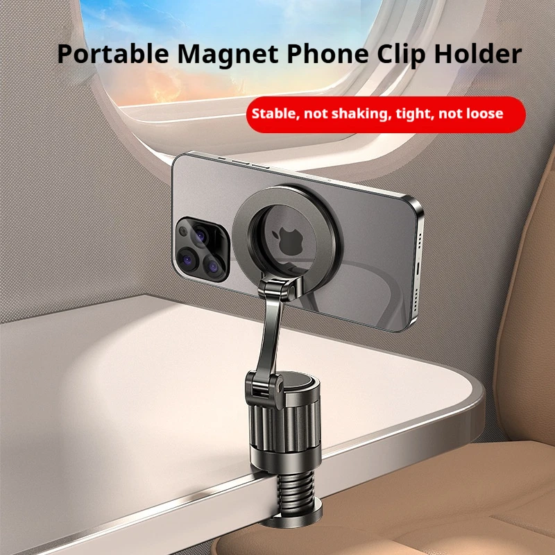 

Magnetic Phone Holder Stand Airplane Travel 360 Rotatable Mobile Phone Support Accessories Portable Clip Mount for iPhone 16/15