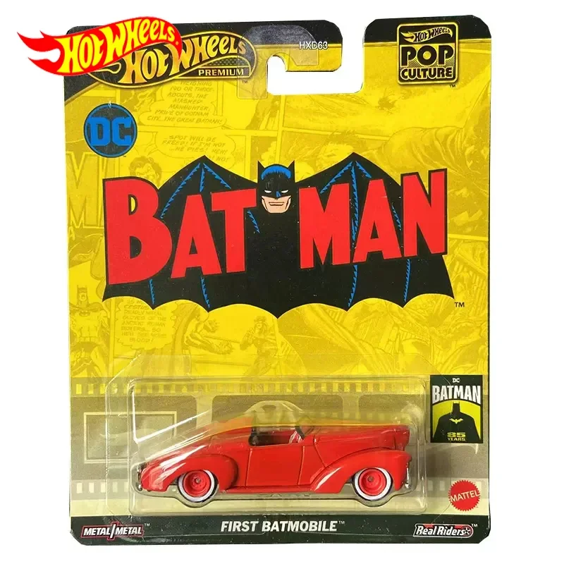 Hot Wheels-Batman Diecast Veículo Modelo Brinquedo, Carro Premium, Primeiro Batmóvel, Cultura Pop, Brinquedos Meninos, Presente de Aniversário,