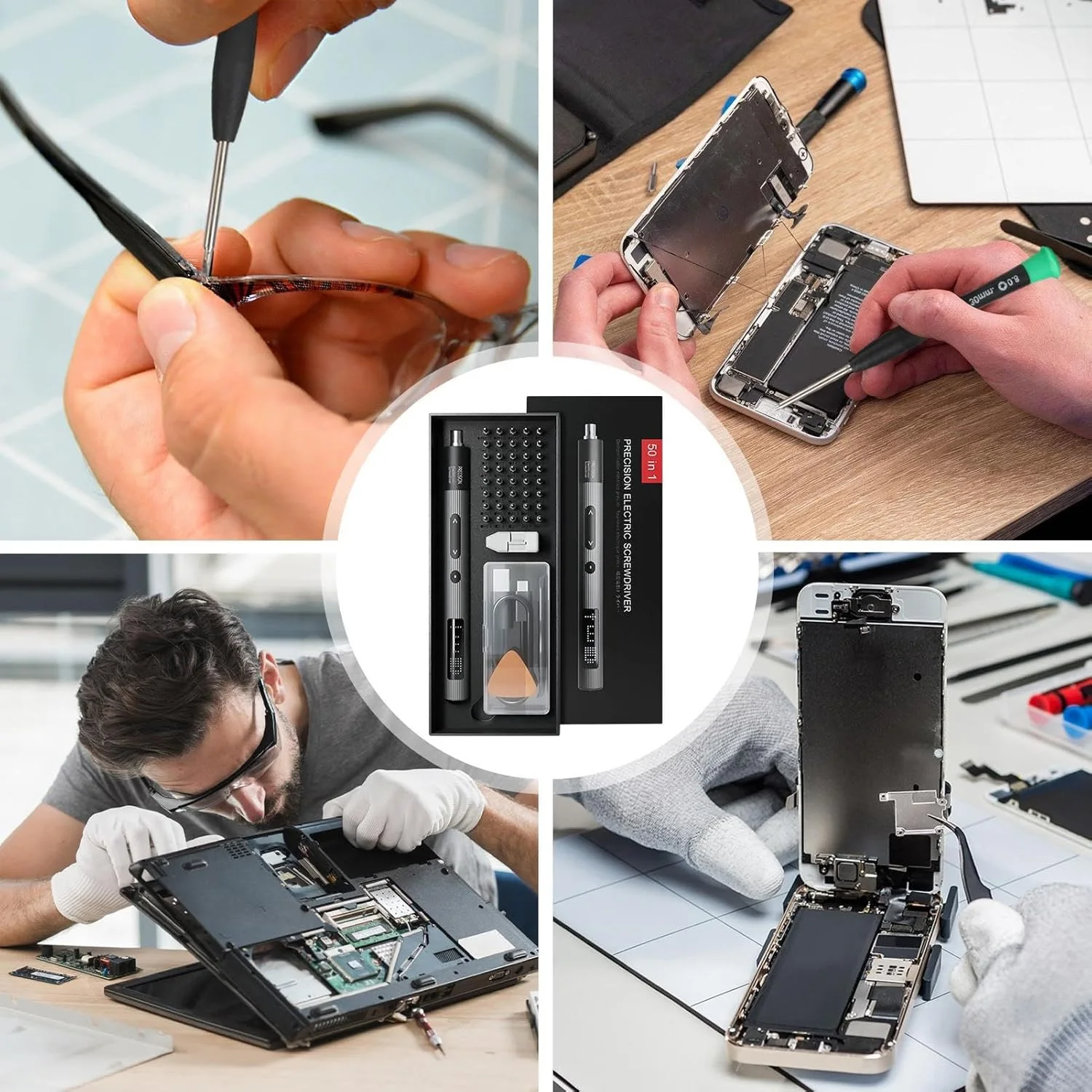 1set Electric Screwdriver Set, Electric Screwdriver Set - 50 in 1 Precision Screwdriver Set, 3 Torque Settings, Repair Tool Kit