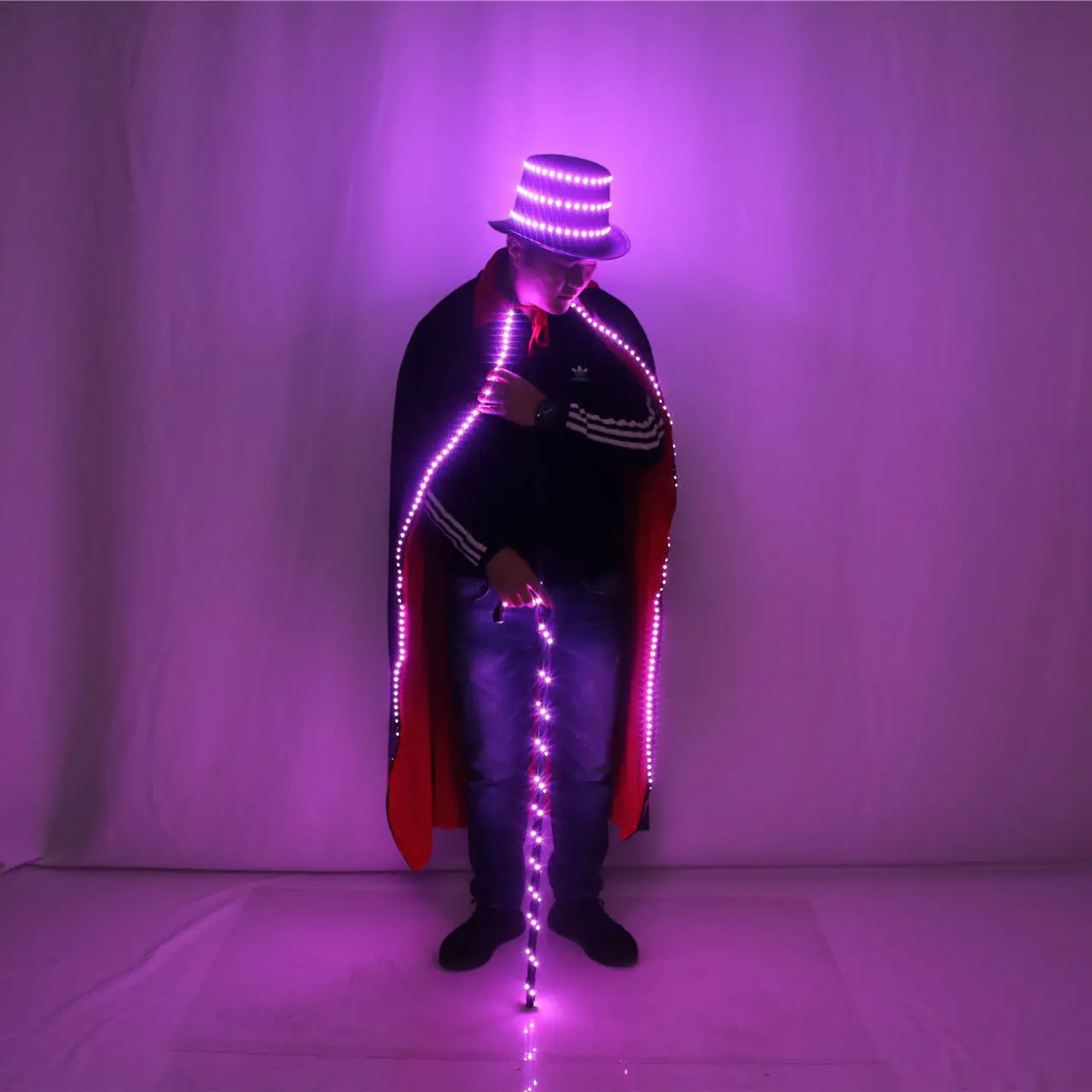 Glow led hat cloak Cosplay Jazz dance fancy crutches ktv disco performance Glow clothing props trend