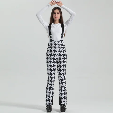 Gsou-Calça elástica de cintura alta para mulheres, calça de snowboard, à prova de vento, impermeável, grossa, térmica, neve, exterior, inverno, 2022