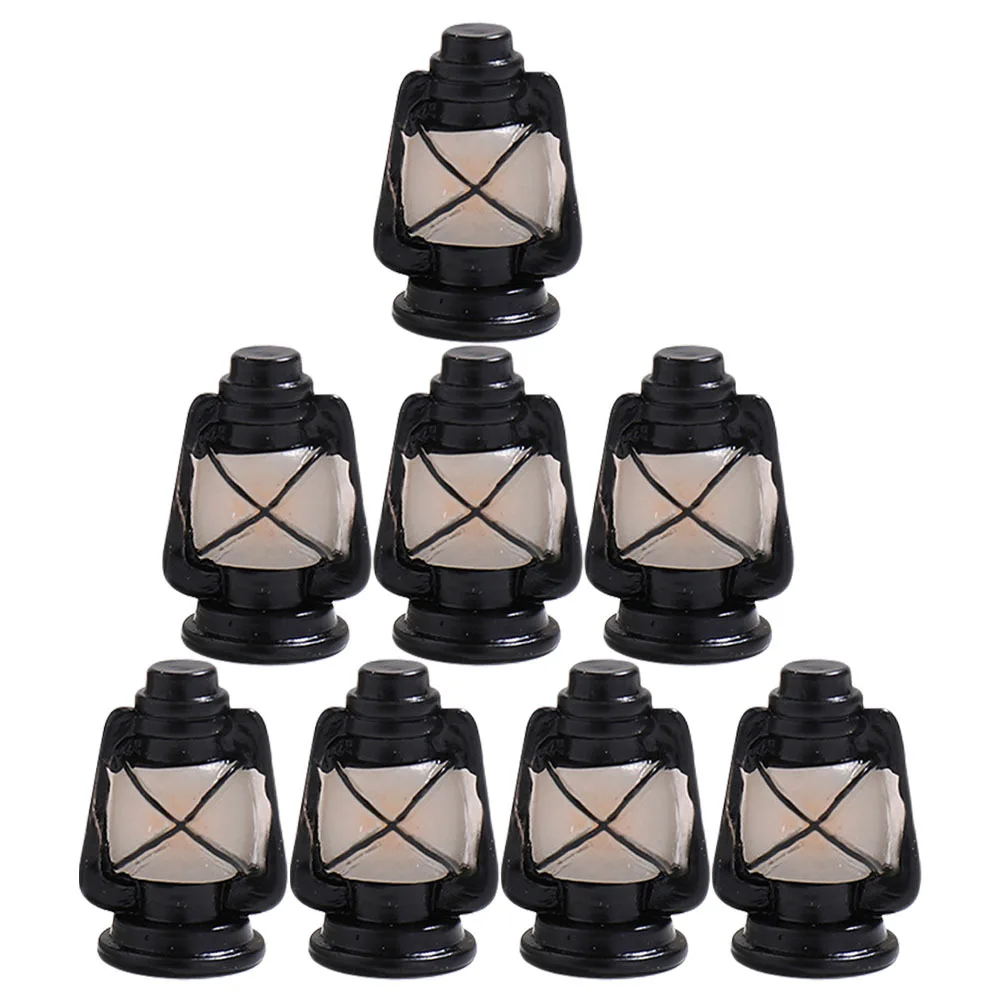 

8pcs Miniature Lantern Resin Vintage Style Dollhouse Micro Landscape Decor Mini Lamp Household Tiny Desktop Miniature