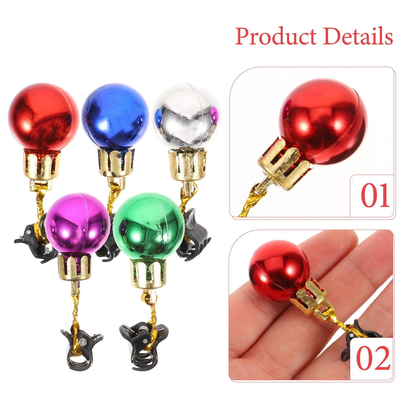 12 قطعة كرة عيد الميلاد قلادة اللحية كليب لامعة ملونة الوجه الشعر الحلي للرجال عطلة ديكور حفلة ملحق عيد الميلاد زي