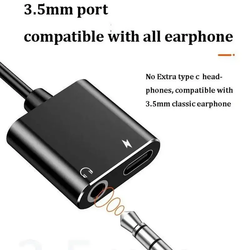 2 In 1 USB Type-C To 3.5mm Socket Adapter USB C to Aux Audio Dongle Cable Cord Fast Charging Adapter