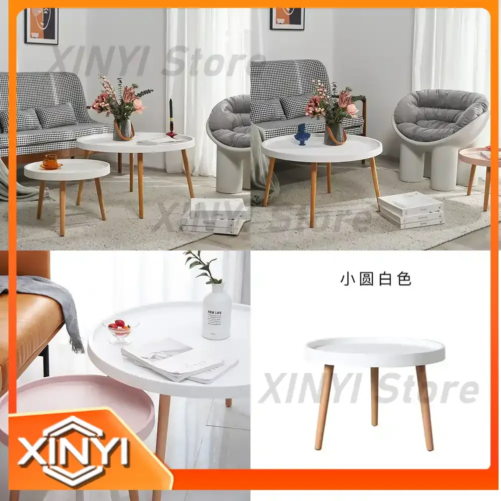 Round Nordic Style Coffee Table Set for Modern Minimalist Living Room Small Space Balcony Window Seat Side Table Made of
