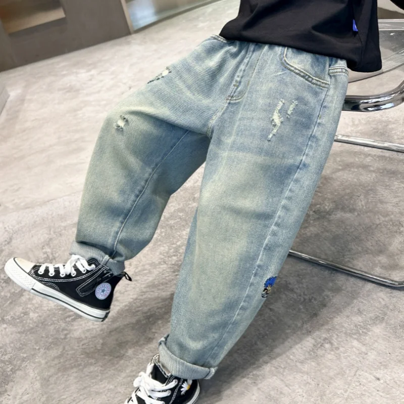 

Boys Jean Pants Long Trousers Denim 2024 Cool Spring Autumn Baby's Kids Teenagers High Quality School Children's Clothing