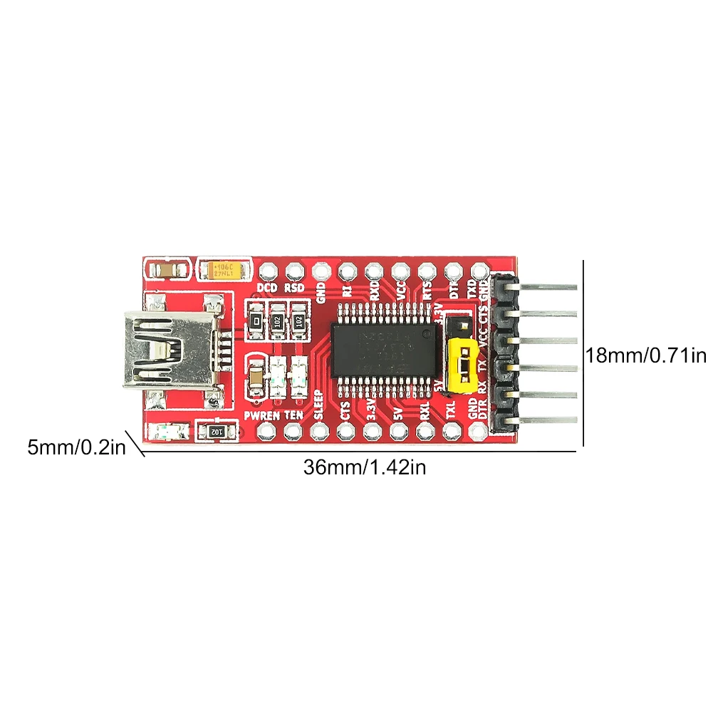 FT232RL FTDI USB To TTL Serial Adapter Module 3.3V 5.5V USB To TTL Serial ConverterโมดูลMini USB To TTL Adapter Board