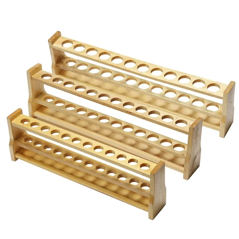 Lab Wooden Test Tube Rack Color Colorimetric Tube Rack 6 and 12 Holes 10ml 25ml 50ml 100ml