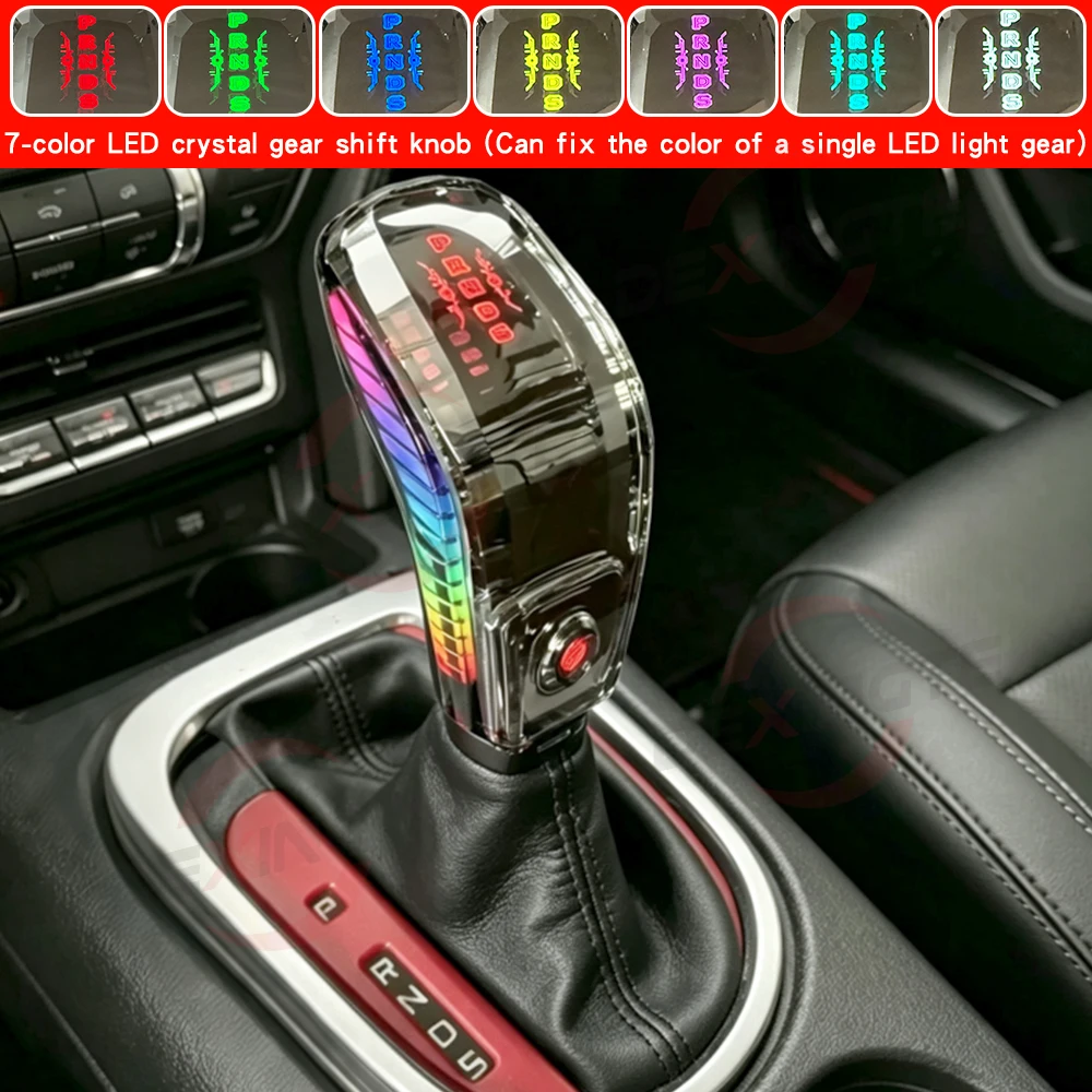 

For Ford Mustang 2015-2022 GT 7 Colors LED Crystal Gear Shift Knob Automatic Transmission Gear Shifter Lever Interior Accessory