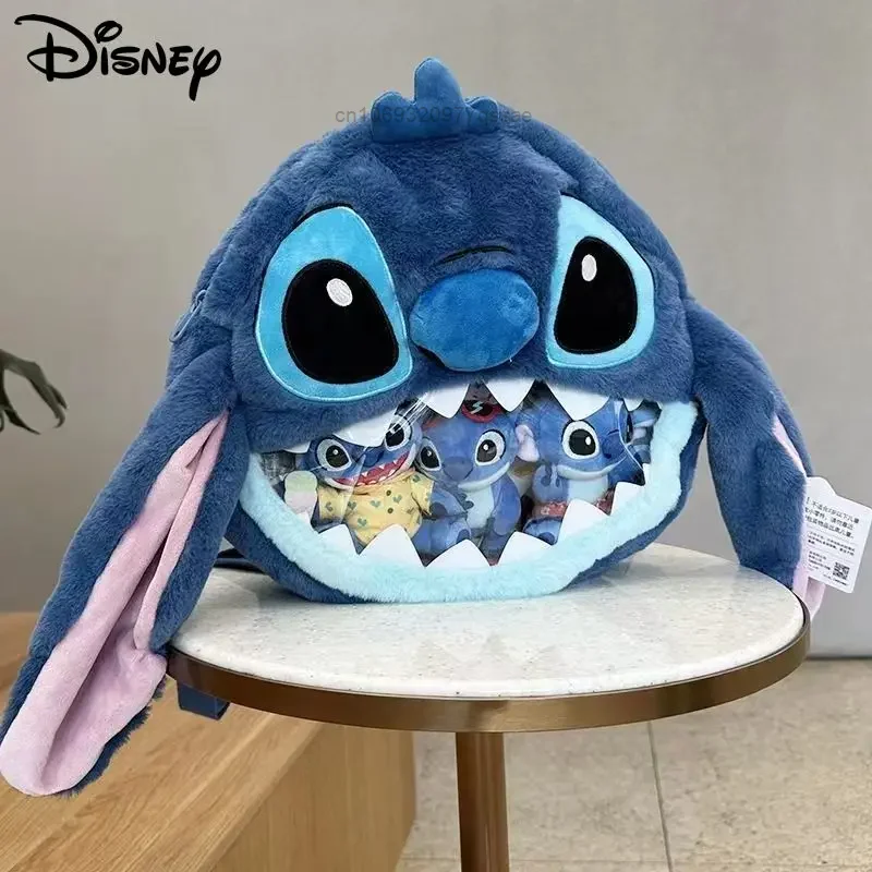 Disney Stitch Plush Doll Crossbody Bag Y2K Women's Perspective Trendy 3D Cartoon Doll Backpack Cute Zipper Fluffy Tote Bag