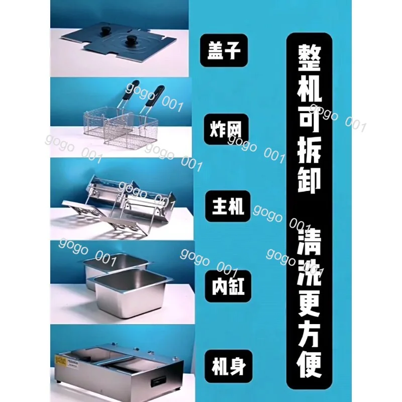Commercial Dual Tank Electric Deep Fryer Timer Countertop Fryer for Chicken Fries Food Truck