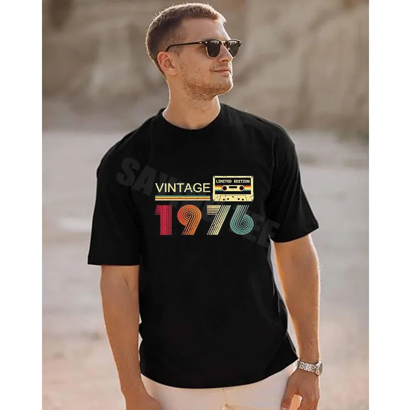 Vintage 1976 T-Shirts für Männer, 50. Geburtstag, originelle Geschenke für Papa, Vatertag, Ehemann, geboren im Jahr 1976, tolles Spruch-T-Shirt, Kurzarm – Detail 8
