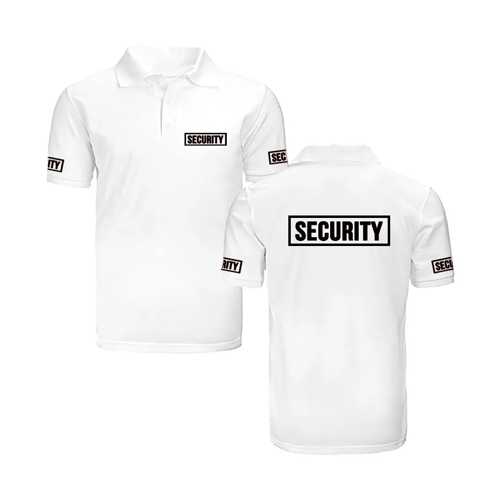 Security Classic Black White Polo Shirt, Breathable Quick Drying Guard Bodyguard Uniform Work Clothes Men\'s Polo Shirt Wholesale