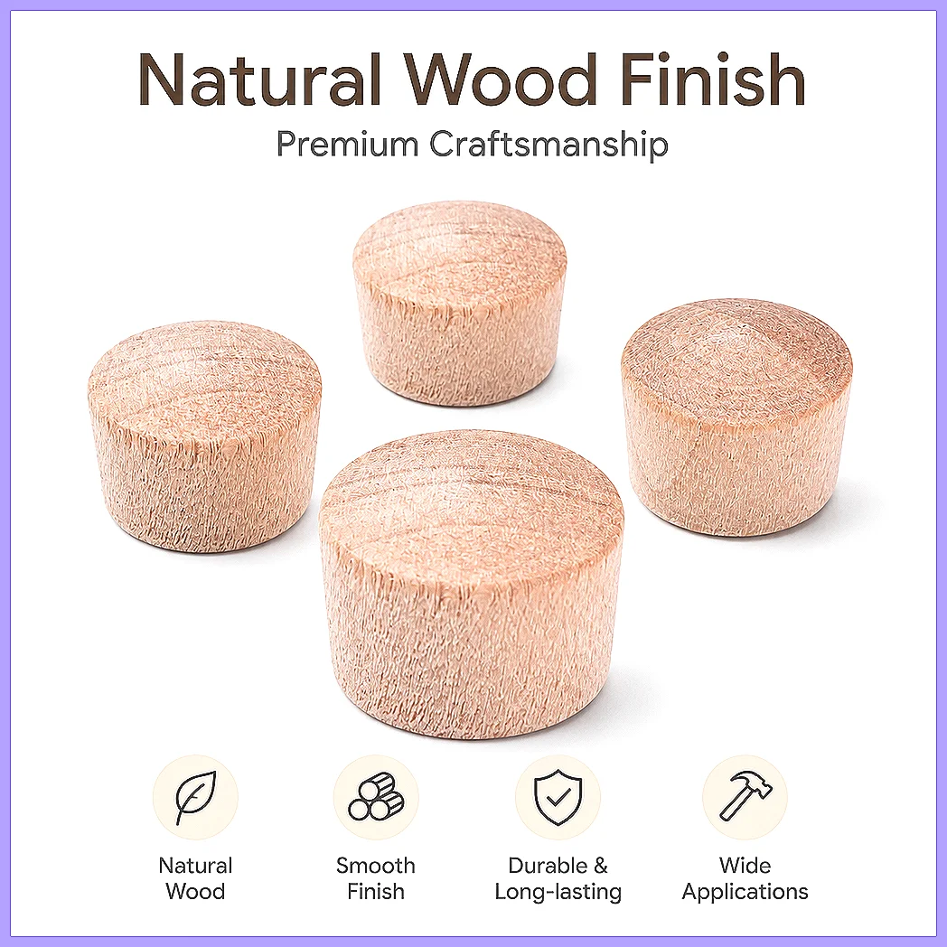 Cherry Hardwood Furniture Plugs 50/100/200pcs Wood Button Plugs Fit Hole Dia 9mm 10mm 11mm 12mm Decorative Wooden Caps