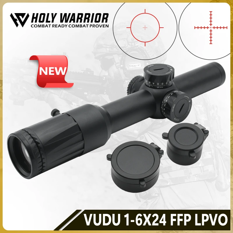 Holy Warrior Vudu scope FFP LPVO SR1 Reticle 1-6x24MM Riflescope 30mm Tube for Airsoft and Hunting with Full Original Markings