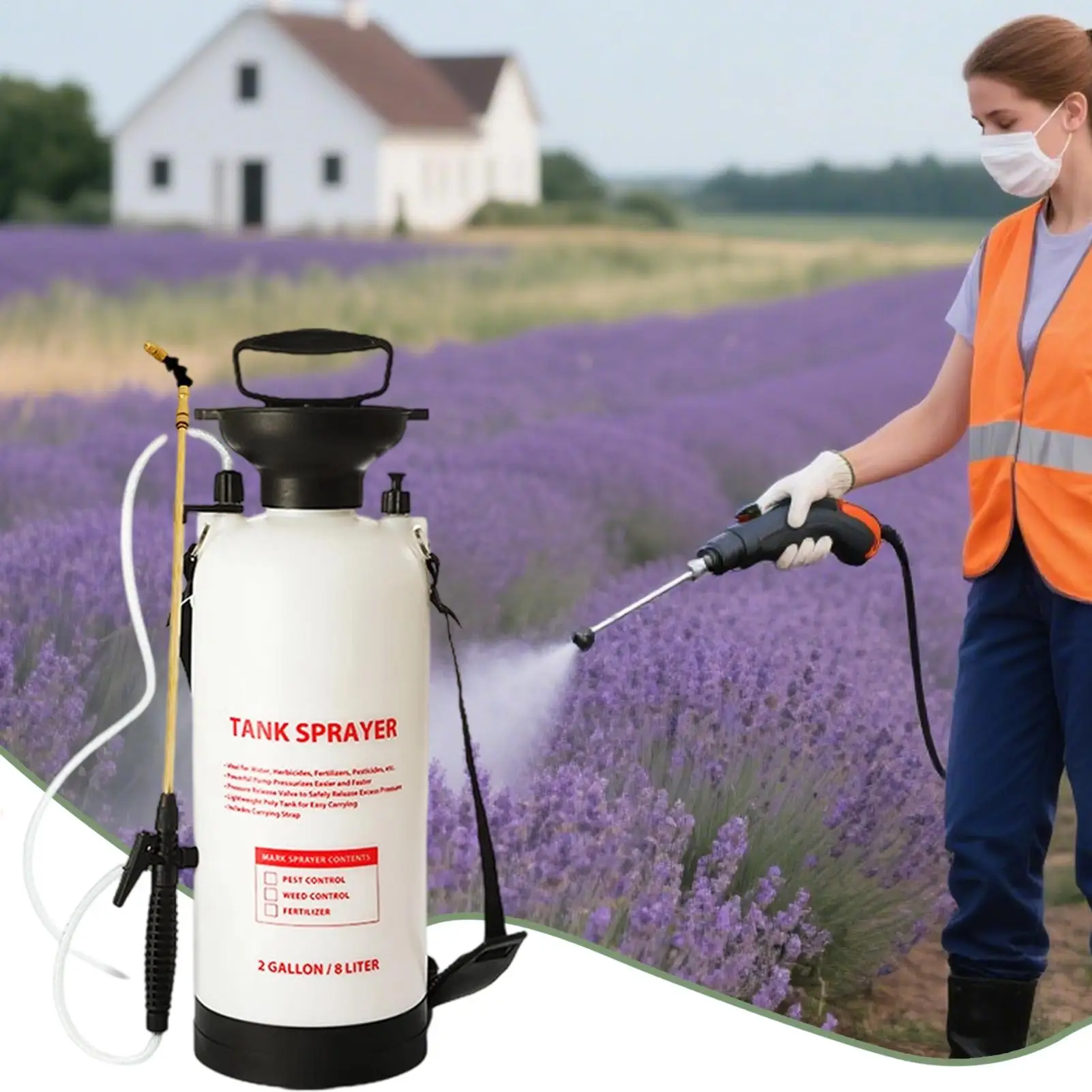 5L/8L Pressure Sprayer Manual Mist Sprayer Garden Irrigation Sprinklers Water Spray Bottle with Shoulder Strap Watering Tool