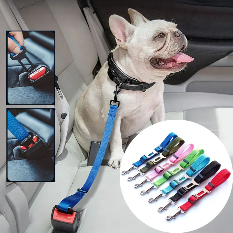 Pet Dog Cat Car Seat Belt Dog Accessories Adjustable Harness Lead Leash Small Medium Travel Clip Puppy Collar Leash Pet Supplies