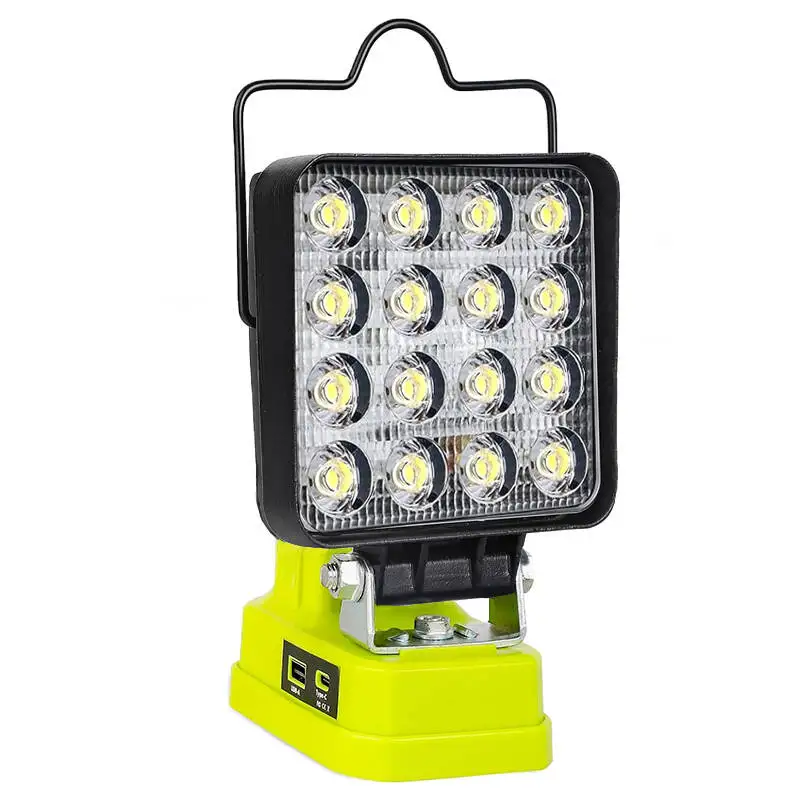 LED Work Light Compatible with Ryobi 18V Battery, 48W 4200LM Flood Light with USB & Type-C, Low Voltage Protection for Garage