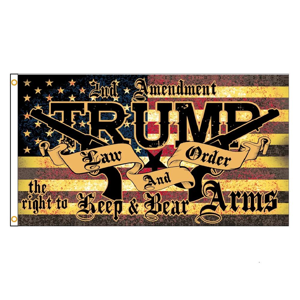 FLAGLINK 90x150 CM Trump Law and Order 2nd Amendment Guns Flag The Rights to Keep Bear Arms Flags