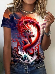 Summer Dragon Phoenix Cloud 3D Print T-shirts Women Streetwear Casual Fashion Y2k Short Sleeve T Shirt O-neck Tees Tops Clothing