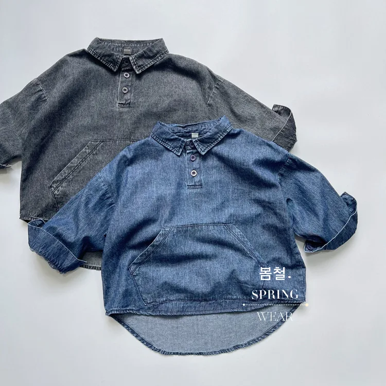RAISE Frühling Herbst Koreanische Kinder Jungen Denim Hemd Pullover Solide Große Tasche Babys Jungen Hemd Westlichen stil Kleinkind Jungen tops – Detail 7