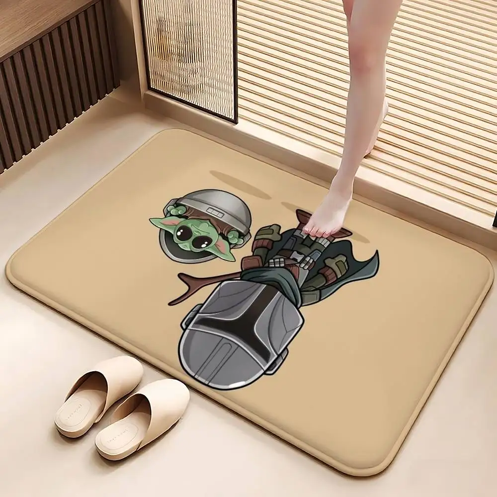 Beast-Kingdoms-Baby-Yoda Grogu Carpet Bathroom Anti-slip Mat Door Mat Entrance Door Mat Scratch-resistant Door Mat