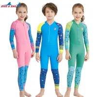 UPF50+ Children Diving Suit Kids Long-sleeve Spandex Anti-UV Thin Style Boys Girls Surfing Jumpsuit Swimwear Wetsuit Kayak