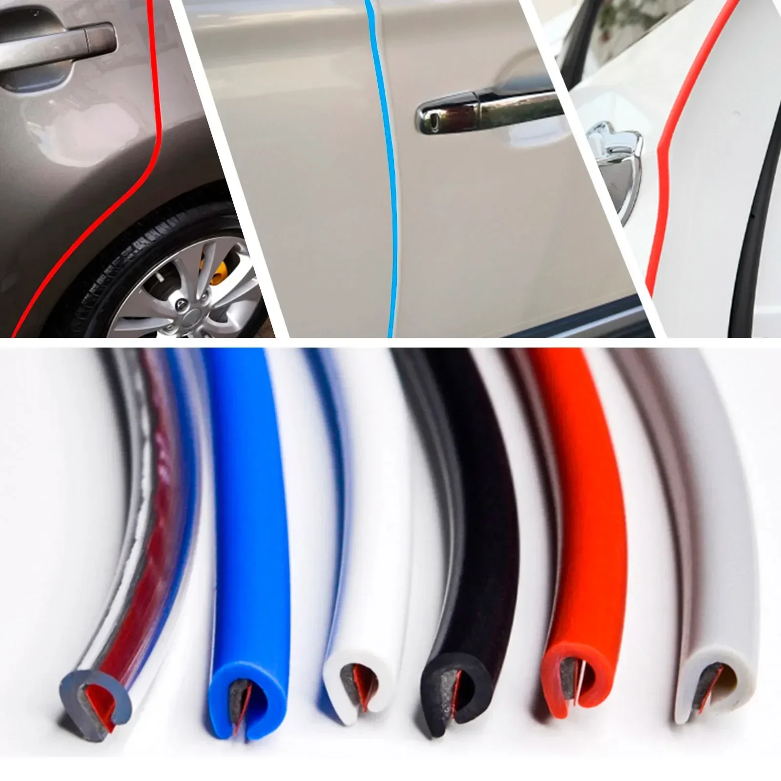5M Car Door Anti Collision Strip with Steel Disc Bumper Trim Edge Scratch Protector Strip Sealing Guard Styling Car Decor