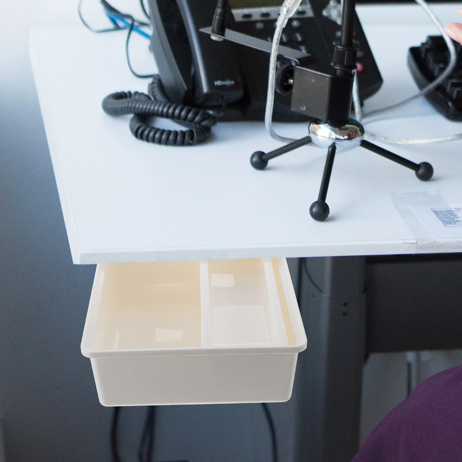 

1Pcs Desk Drawer Organizer White No Trace Sticker Self Stick Storage Box Under Desk for Office Dormitory Kitchen Cosmetics