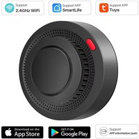 Black Tuya Smoke Alarm Detector Graffiti Smoke Sensor WiFi Smart Home APP Sensing Sensor