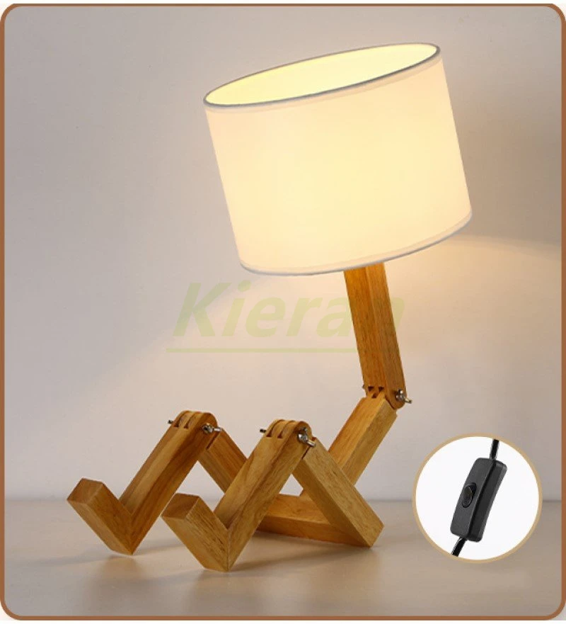 Nordic Modern Solid Wood Doll Led Table Lamps Bedroom Study Bedside Desk Lights Living Room Decorative Wooden People Floor Lamps