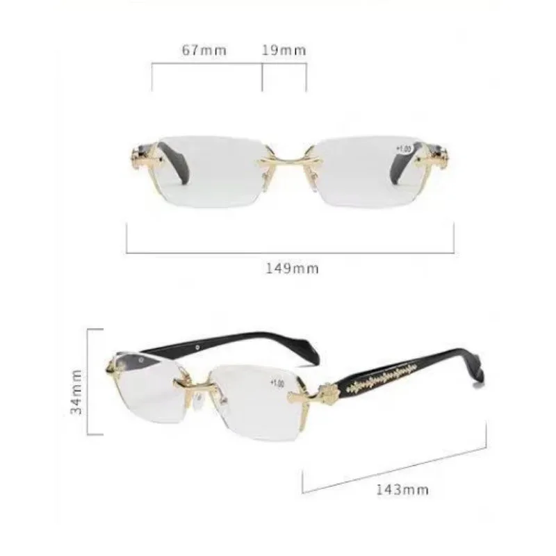 Rahmenlose Brille für Damen und Herren, Anti-Strahlung, photochrome Mode-Legierung, Übergangsbrille – Detail 7
