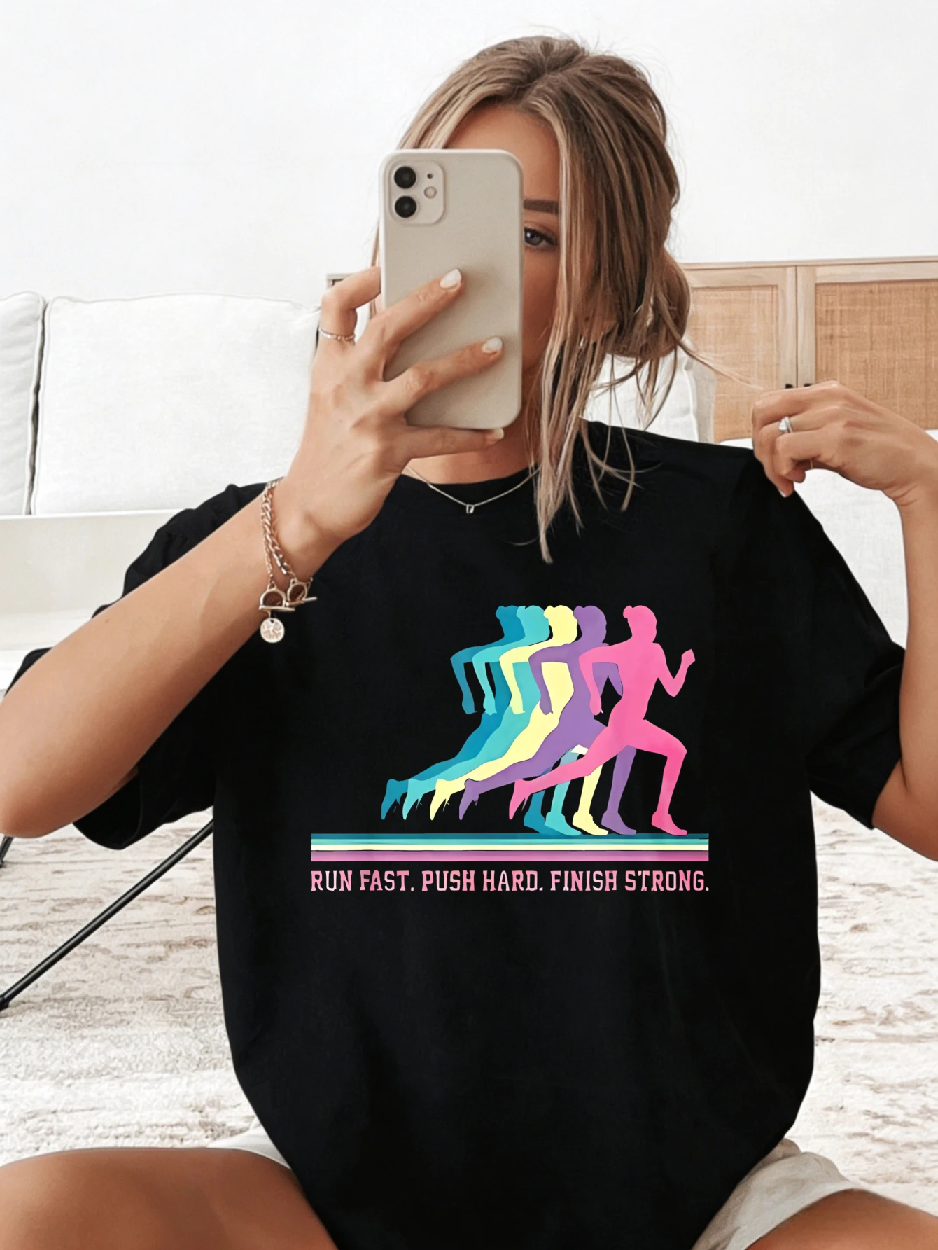 

Women's Cotton Running Graphic Printed Short Sleeve Casual Summer T Shirts Gift for Her