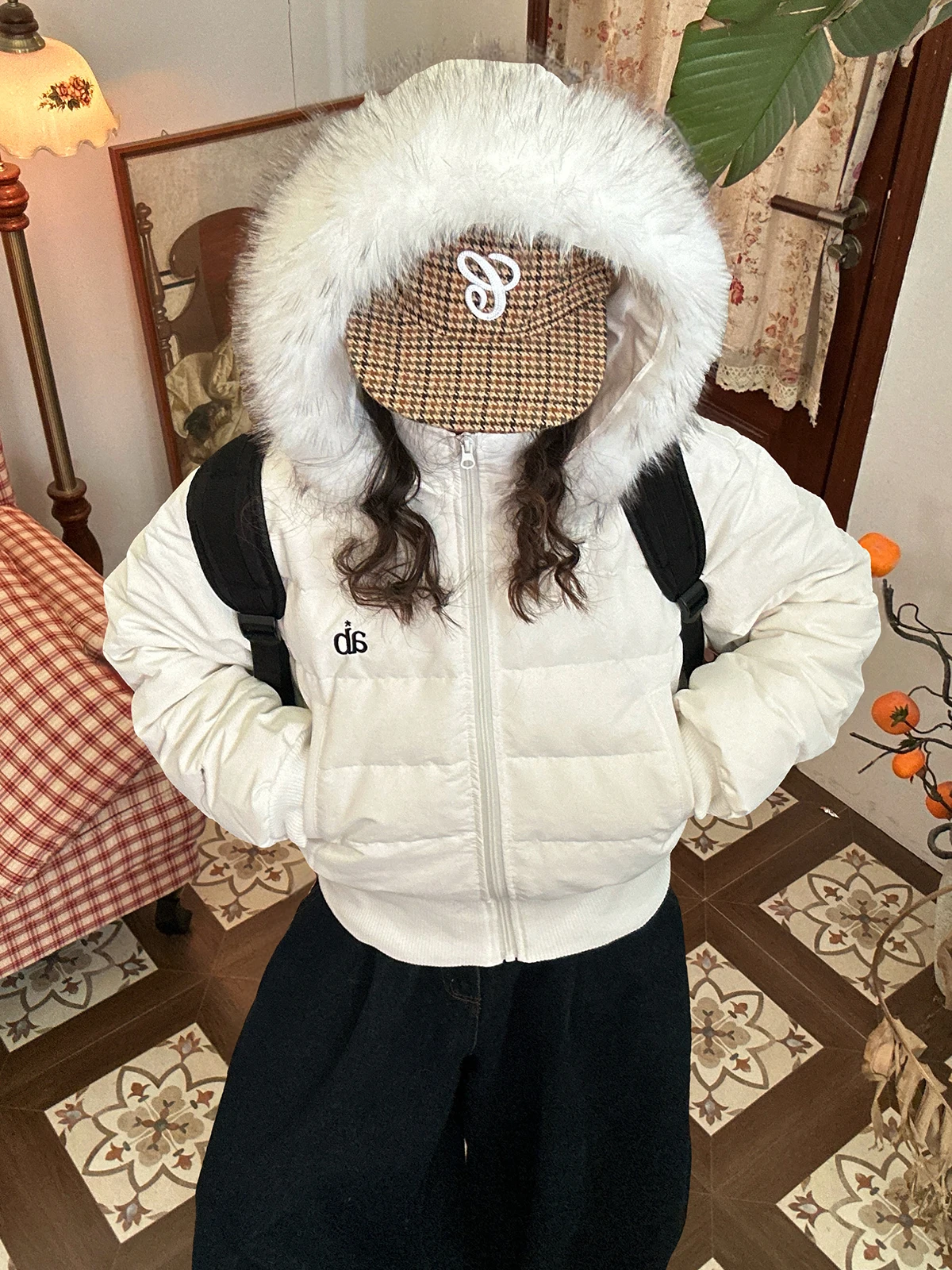 

Women's Casual ort down Jaet Hooded 90 White Du down Filling Thiened Warm Winter Coat Sli Commute Sle Zipper Cl...