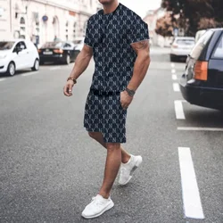 2024 Street Men's Daily Casual Fashion Loose Comfort Short Sleeve Outdoor Trend Sports Shorts Novelty Stripe Printing