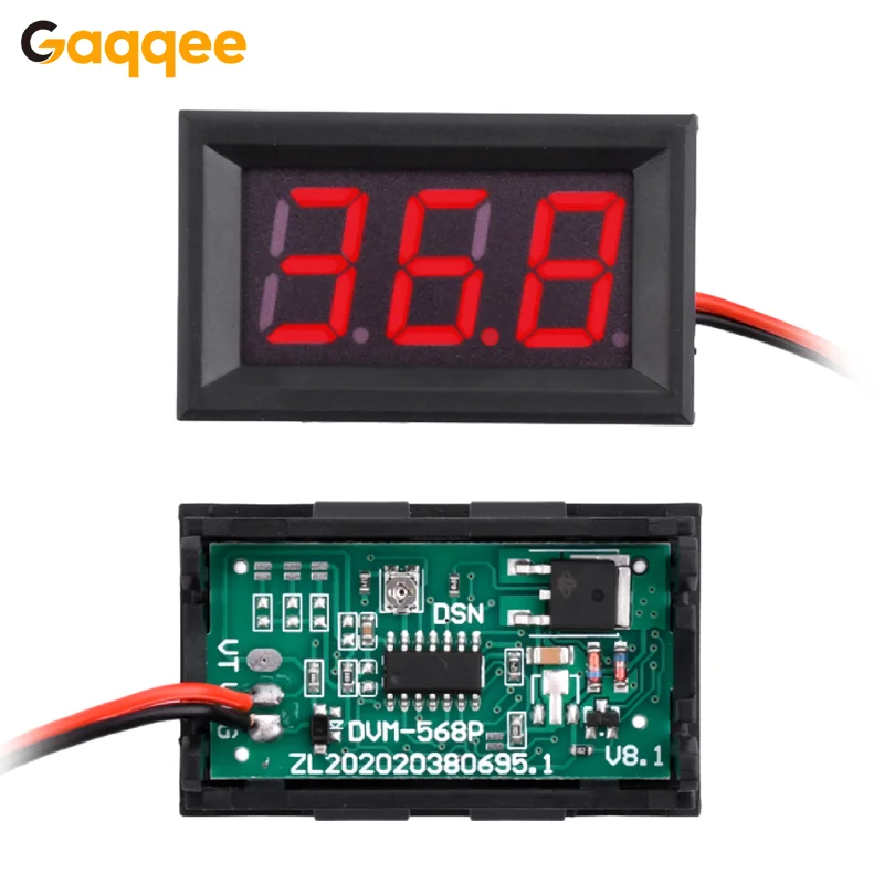 0.56IN Mini Digital Voltmeter 2 Wire LED Digital Voltage Meter DC 5-120V Volt Instrument Tool for Motorcycle Battery Monitor