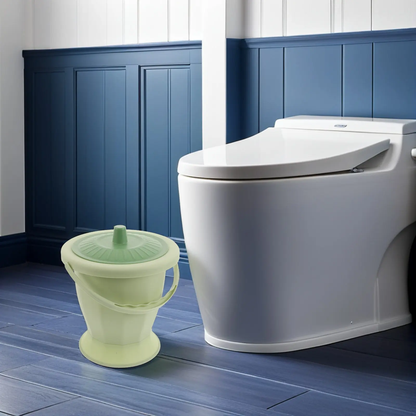1Set Portable Chamber Pot Plastic Urinal with Lid Cleaning Brush Adult Bedside Commode Leakproof Toilet for Elderly Travel