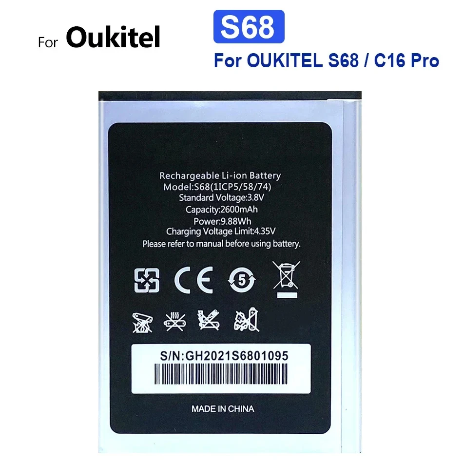 

Mobile Phone Battery 2600mAh For OUKITEL S68 / C16 Pro C16Pro