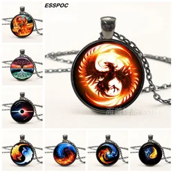 Phoenix collana Steampunk Yin Yang albero della vita pendente Cabochon in vetro collana a catena nera uomo donna accessori moda regali