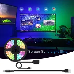 스마트 앰비언트 Led PC 백라이트 게임 컴퓨터 모니터 5V WS2812b RGBIC 동기화 화면 컬러 USB Led 라이트 스트립 Windows 용