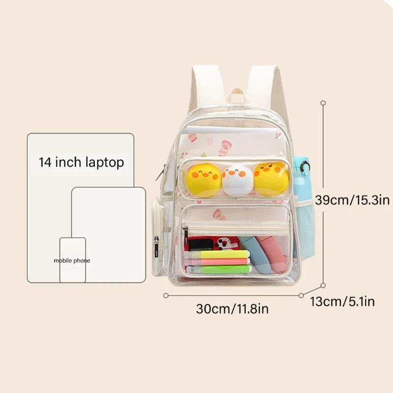 Tas Sekolah Kapasitas Besar untuk Pelajar Remaja Tas Buku Bening Ransel Laptop