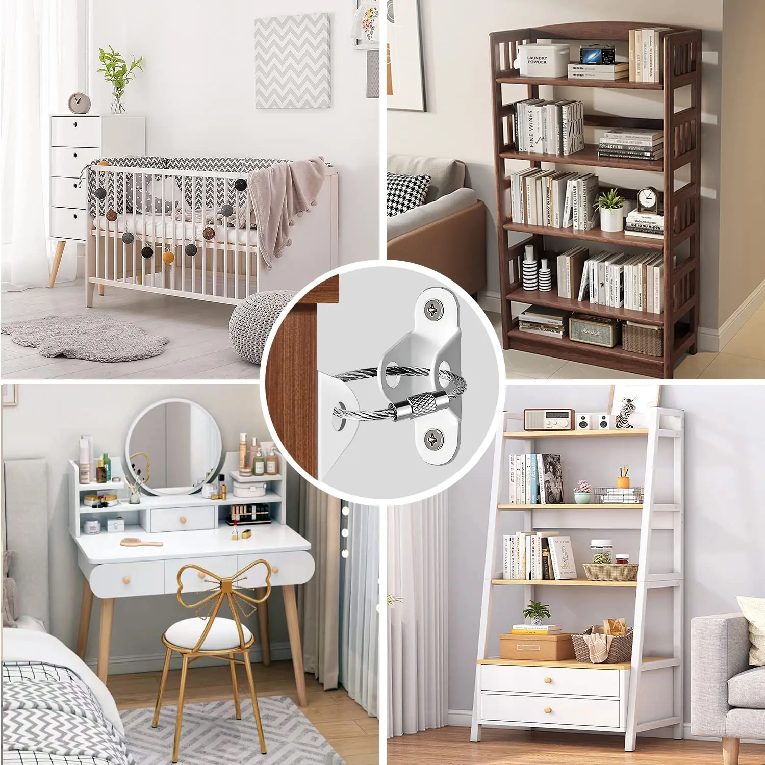 Anti-Baby Tilt Furniture Anchor, Shock-Absorbing Strap, Suitable for Furniture Fasteners in Cabinets, Wardrobes, and Bookshelves