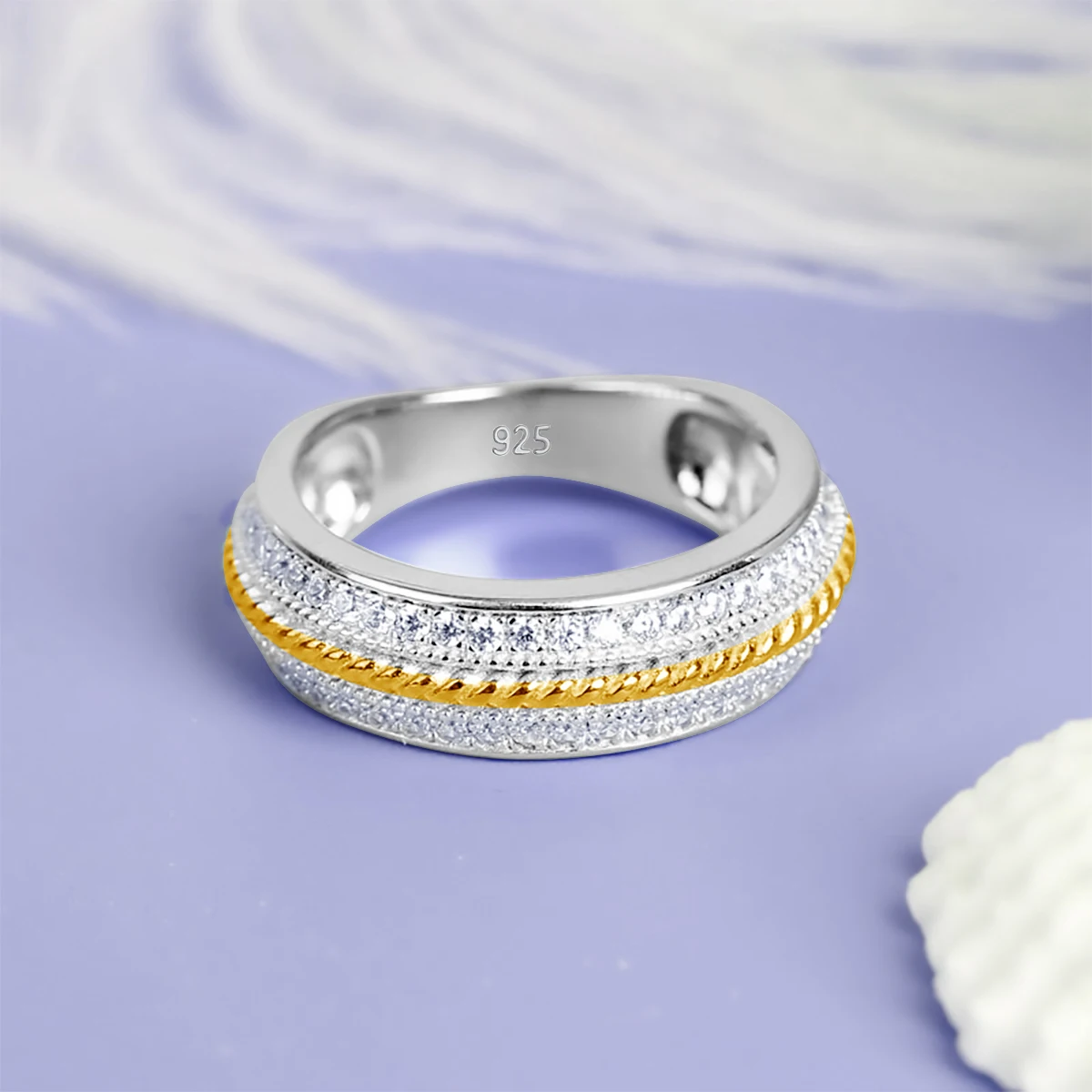 925 Silberringe für Frauen, vollständig mit Moissanit eingelegt, luxuriöser funkelnder Schmuck, Verlobungs-, Hochzeits-, Party-, Modegeschenk – Detail 5