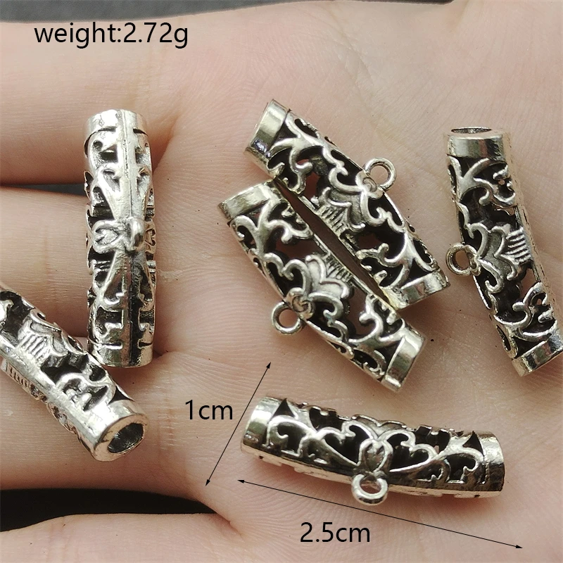 Tibetan Silver Big Hole Spacer Tube Beads Bails Pendants Making Necklace Charm Jewelry Supplies Accessories Wholesale 10-25pcs