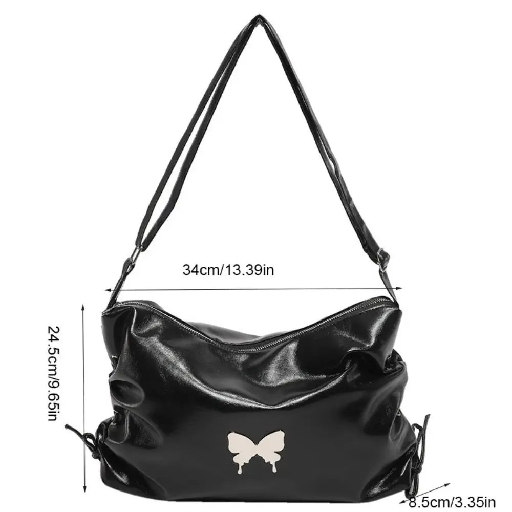 Bolso cruzado de mariposa de cuero PU, bolso de hombro de gran capacidad Y2k, bolso de cubo, bolsa de almacenamiento, bolsa de axilas con lazo, compras