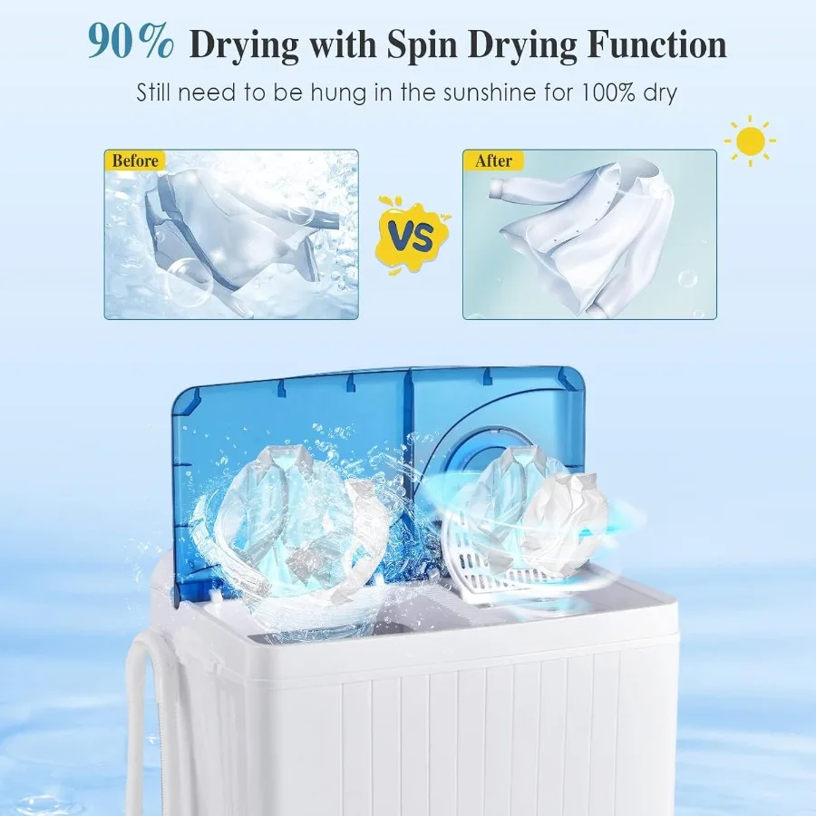 غسالة محمولة مدمجة للمساكن والشقق: سعة غسيل 18 رطلاً وسعة دوران 8 رطل مع مضخة تصريف مدمجة #6