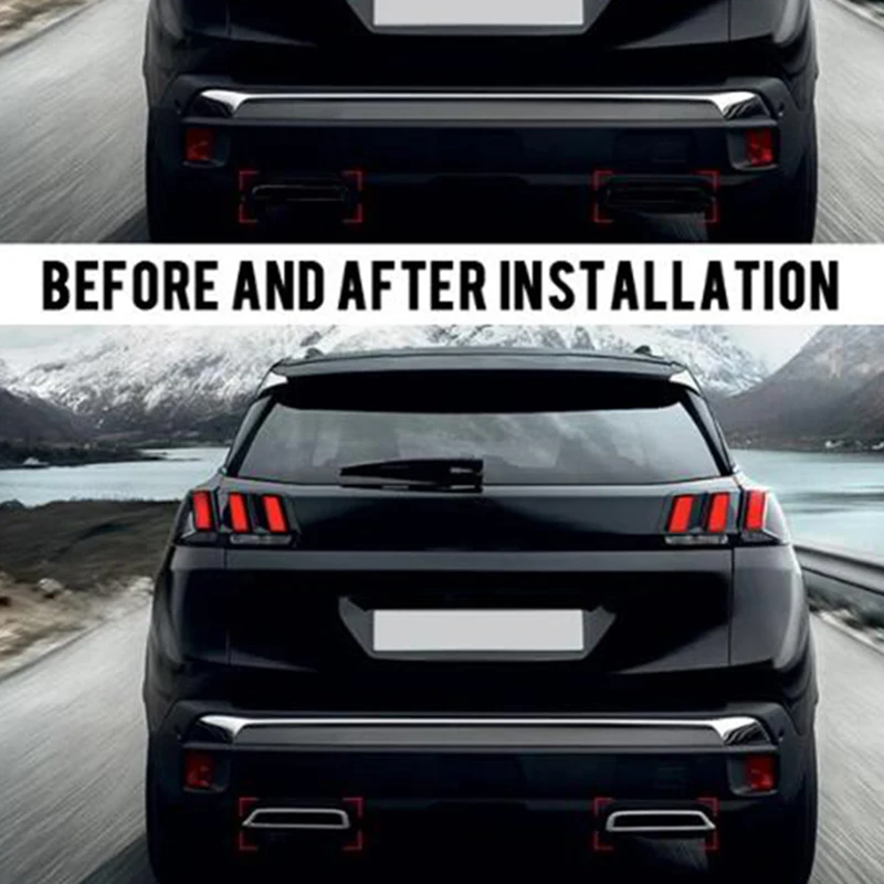 For Peugeot 3008 II Allure Active 5008 2017-2022 Colorful Rear Exhaust Muffler Output Tip Pipe Cover Trim Car Styling