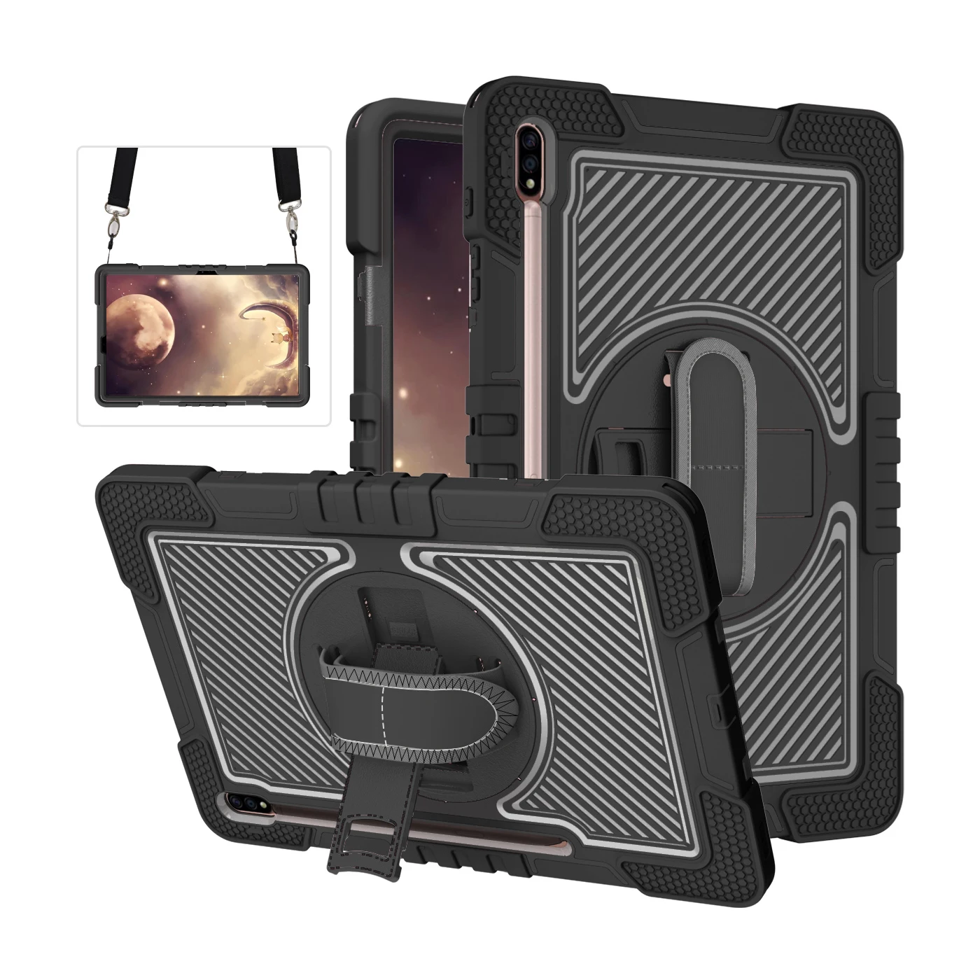 

Rotating Stand Case For Samsung Galaxy Tab S10 Lite S9 FE S8 S7 11" S10 S9 S8 S7 Plus FE 12.4" Kids Funda Cover Shoulder Strap